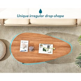 SAYGOER Small Coffee Table Modern Coffee Table Rustic Farmhouse Coffee Table Oval Mid Century Coffee Table Retro Accent Center Table for Living Room Easy Assembly, Walnut Oak