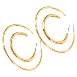 COLLBATH Glossy C-shaped Hoop Earrings for Women Dainty Drop Earrings Fashion Charm Ear Jewelries Pair of Trendy Circle Earrings