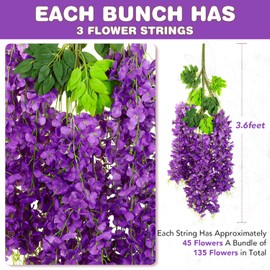 Alotiki Wisteria Hanging Flowers,Hanging Flowers,Wisteria,Fake Hanging Flowers,Fake Wisteria,Hanging Flowers for Decoration, Wedding, Garden, Wall Decoration,3.6 feet Long(12,Purple)