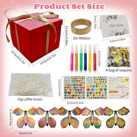 Butterfly Explosion Gift Box, Pop Out Unique Exploding Surprise Box, DIY Flying Butterfly Surprise Gift Box for Mother's Day, Birthdays, Wedding, Baby Shower Party, Anniversaries (red)