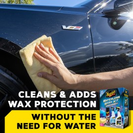 Meguiar's Waterless Wash Kit - This Premium Car Detailing Kit Gently Removes Dirt and Grime, Adds Shine and Protects Several Surfaces on Your Car Without Water – Get Amazing Results Detailing Anywhere