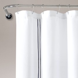Lush Decor Hotel Collection Shower Curtain, 72" x 72", White & Navy