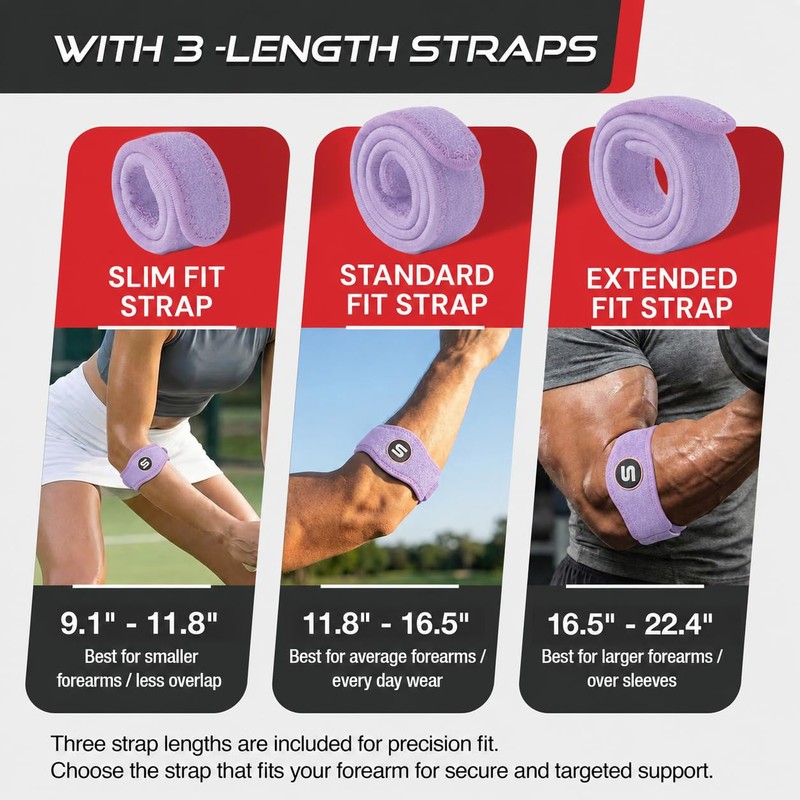 Sleeve Stars Tennis Elbow Brace Men & Women, 9"-23" (Single/Light