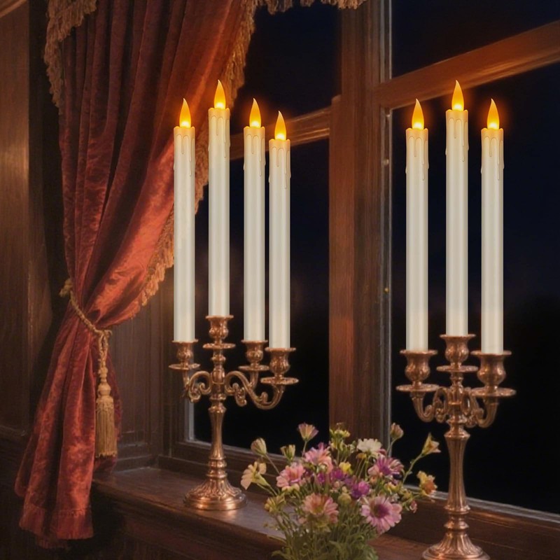 wemarry Flameless Taper Candles Realistic Flickering Flame, Battery Operated, Remote
