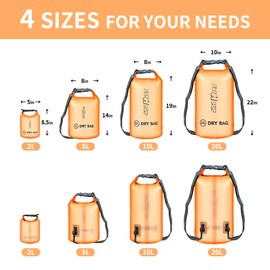 Zanhour Waterproof Dry Bag - Roll Top Transparent Storage Bag,2L/5L/10L/20L,Suitable for Traveling, Swimming, Kayaking, Camping, Fishing, Rainy Day Trips