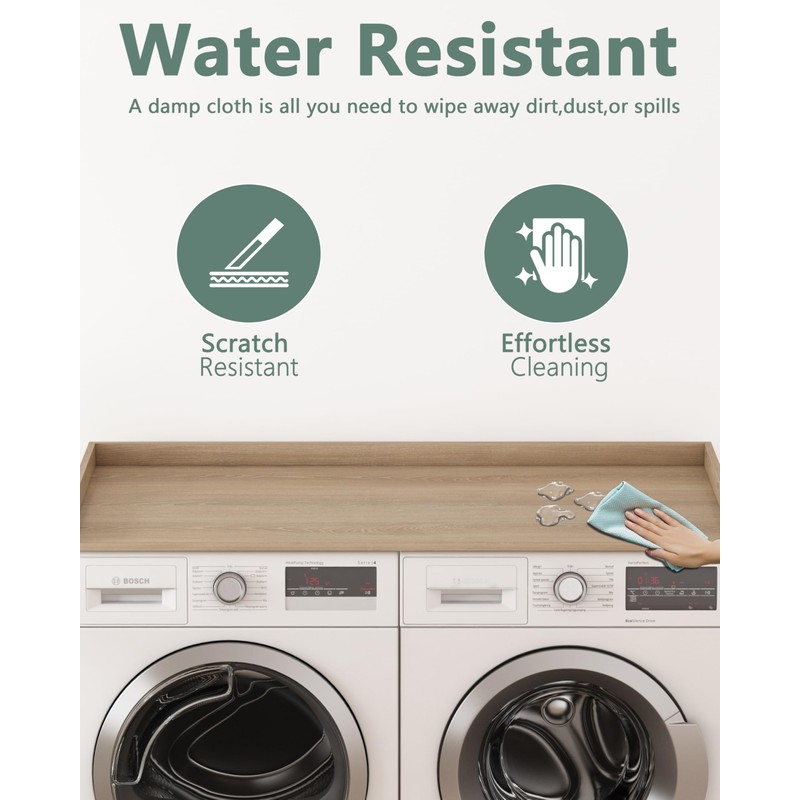 Piskyet Washer Dryer Countertop,Laundry Countertop with Edge Rails,27.5" Depth x