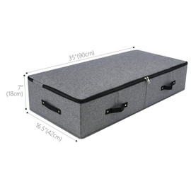 AMJ Extra Length Under Bed Storage Organization Containers for Shoes, Clothing, Bedding, 35.5 x 16.5 x 7“, Black Gray