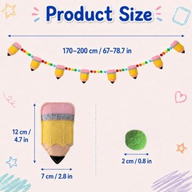 Back to School Classroom Garland Felt Pencil Pom Pom Hanging Banner