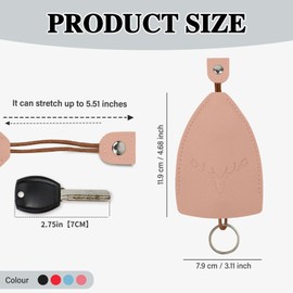 AfitLulu 4 Pieces Key Bag Creative Pull-Out Style Key Case for Men and Women, PU Leather Key Organiser Sleeves with Key Ring, Car Key Bag for House Keys, Style 8