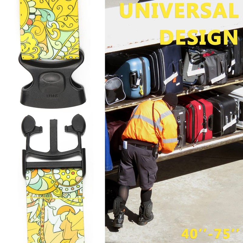 Eviznbou Suitcase Strap, 2 Pack Adjustable Polyester Luggage Strap with