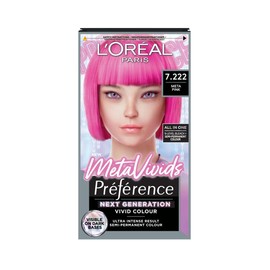 L'Oreal Paris Preference Meta Vivids, Semi-Permanent Hair Colour, 2 in 1 Bleach & Colour Kit, Pink 7.222