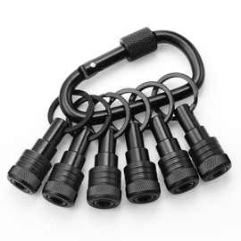 Enhanced Non-Slip Bit Holder Key Chain 6pc, Drill Bit Holder for 1/4 Inch Hex Shank Bits, Bit Holders for Impact Driver Drill Bit Extension, Screwdriver Bit Holder, Quick Change & Easy Access, Black