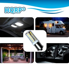 HQRP 2-Pack BA15s Bayonet Base 33 LEDs SMD 2835 LED Bulb Cool White Compatible with #1141#1156 Lance Travel Trailer Interior Light Replacement