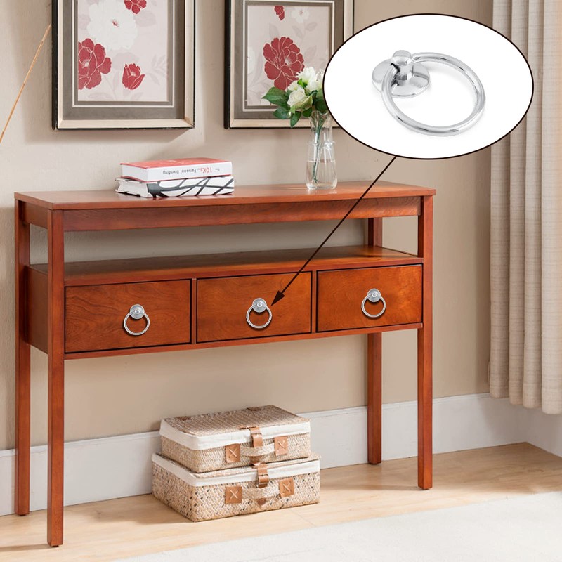 Waziaqoc 6PCS Modern Style Ring Pulls, Chrome Pull Ring Zinc