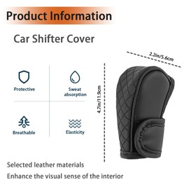 Huli Car Gear Shift Cover Diamond Lattice Design Manual & Automatic Shift Knob Cover Anti-Scratch PU Leather Shift Knob Universal Car Accessories for Cars,Trucks,SUVs (Black)