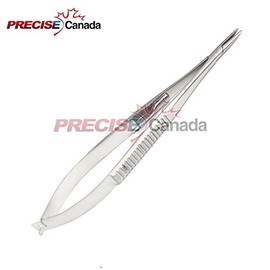PRECISE CANADA: CASTROVIEJO Needle Holder, Straight, 5.5"/14CM, with Lock, Serrated Handle, Solid Jaws
