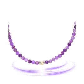 Liberty Angels - Natural stone necklace made of 925 silver and opal - pearl necklace for men and women - necklace with clasp, opal, Amethyst