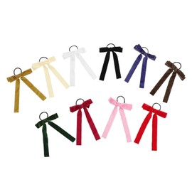 WOONEKY Elastic Bow Hair Ties for Little Girls 10 Pack Long Bow Ropes Decorative Hair Ties