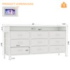 WODRAWER White Dresser for Bedroom with 9 Drawers, Long Dresser