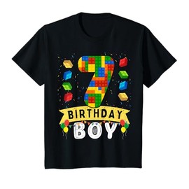 Kids 7 Year Old Building Blocks Master builder 7th Birthday Boy T-Shirt
