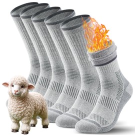 TANSTC Merino Wool Hiking Socks for Men & Women Thermal Winter Warm Moisture Wicking Cushion Boot Socks 3 Pairs,Grey,M