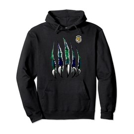 Abercrombie Clan Scottish Crest and Tartan Claw Design Pullover Hoodie, black