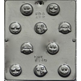 Candy Molds N More Emoji Bite Size Chocolate Candy Mold 1346 10 Cavities