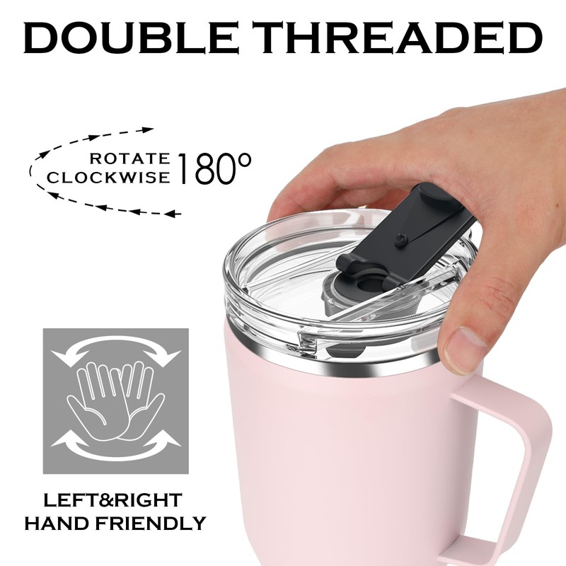 Zenbo 40oz Stainless Steel Tumbler with Handle, Lid & Straw