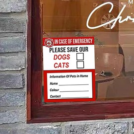 Pet Alert Sticker in Case of Emergency Pets Rescue Vinyl Decal Sticker Dogs Cats Pets for House Home Window Pet Door 4Pack (Dogs&Cats)