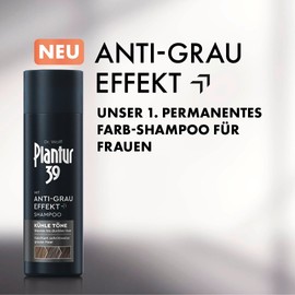 Plantur 39 Anti-grey effect shampoo, 1 x 200 ml, for cool tones and brown to dark hair, gradually conceals grey hair without dyeing, caffeine shampoo for women for strong hair