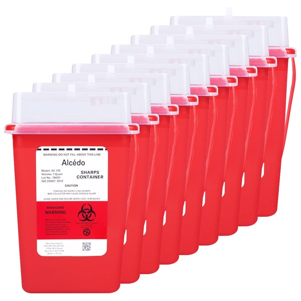 Alcedo Lab Sharps Container 1 Quart (9 Pack)