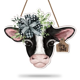 FYSUIMU Highland Cow Wooden Hanging Sign Farm Animal Welcome Wood Sign Farmhouse Front Door Decor Sign for Indoor Outdoor Home Porch Wall