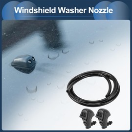 INFINAUTO Windshield Washer Nozzle Front Windshield Spray Nozzles Wiper Spray Washer Jet with Fluid Hose No.85381AE020 for Toyota Sienna 2004-2006 Black