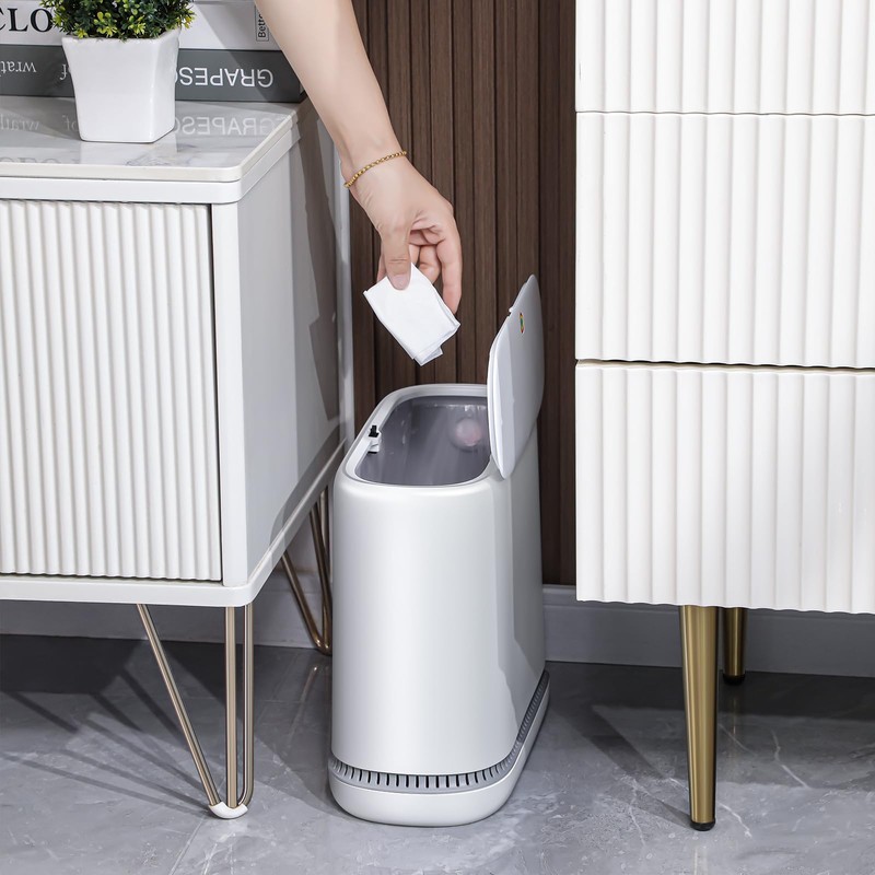 JOYBOS Bathroom Trash Cans,Adsorption Garbage Can with Press Type Lid,10L