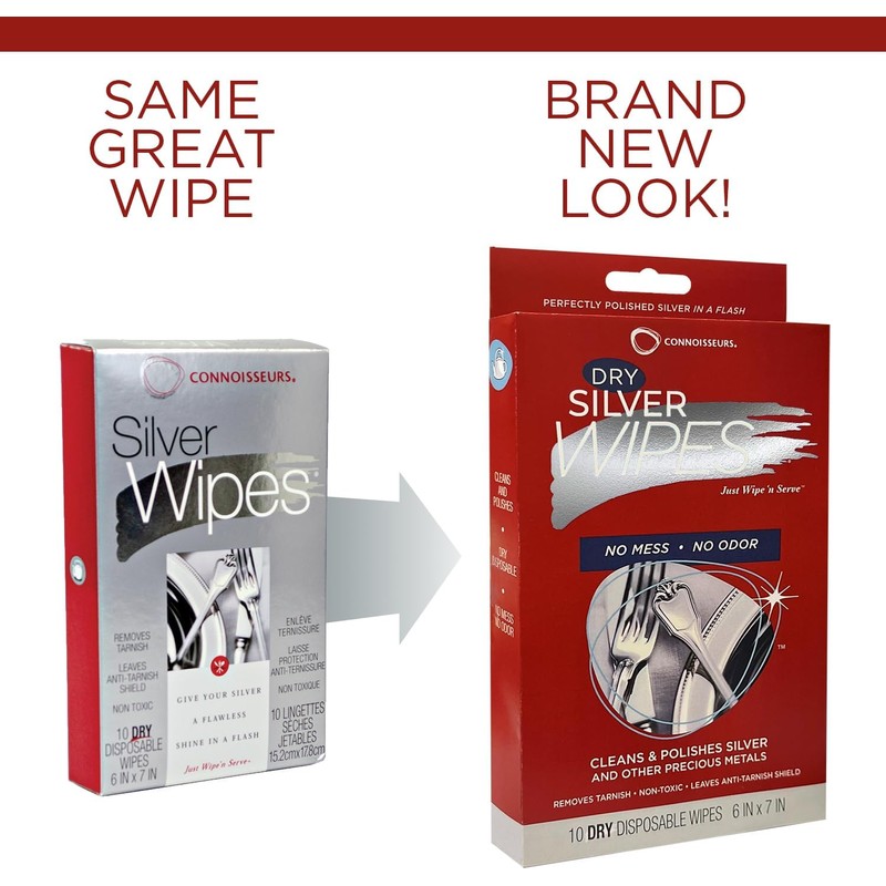 Connoisseurs Silver Cleaner Wipes for Sterling Silver Jewelry and Tableware