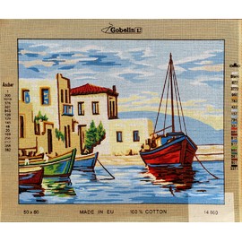 GOBELIN L Needlepoint Painted Canvas Counted Cross Stitch Tapestry Kit Gobelin - Waterfront. 18"x24" 14.860