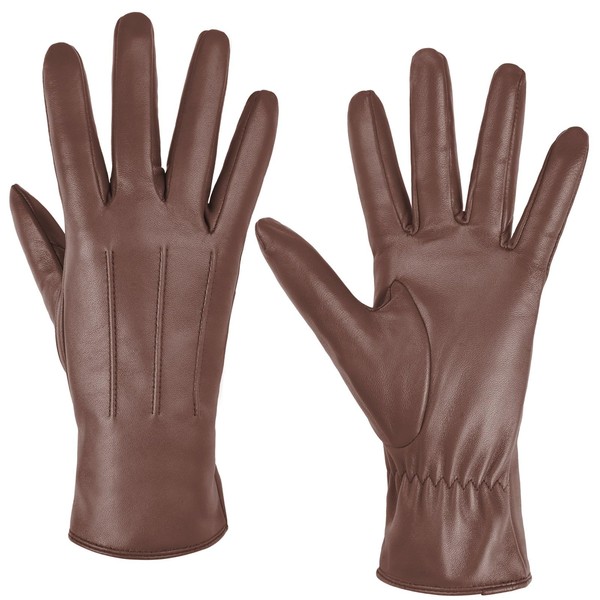 Harssidanzar Womens Leather Gloves Winter Warm Cashmere Lining Touchscreen Texting
