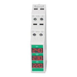3 Phase AC Voltmeter Voltage Meter 60‑450V LCD Digital Display Voltage Meter Electric Power Meter with Din Rail Mount
