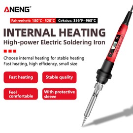 ANENG 12pcs Soldering Iron Kit Mini Electric Soldering Irons with LCD Digital Display Intelligent Welding Iron Kit 60W Adjustable Temperature Welding Tool with 5pcs Solder Tips Tweezers Solder Wire Rosin Carry Bag for Electronic Components Repair EU Plug