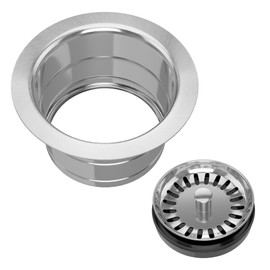 EXAKEY Extended Garbage Disposal Flange and Strainer Stopper, Sink Drain Deep Flange with Stopper for Garbage Disposal Fit Universal 3-1/2 Inch Standard Sink Drain Opening Stainless Steel Brushed