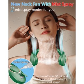 Personal Fans for Your Neck,Folding Neck Fan with Mist Spray Rechargeable Usb-C 5 Speeds,Light Weight Neckband Cooling Water Misting Fans that Blow Cold Air,Cordless Compact Fan for Adults Kids Labor