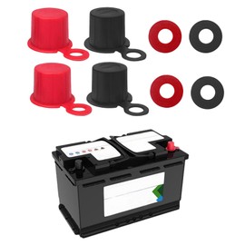 HQRNYP 8PCS Car Battery Terminal Cover, Battery Terminal Protector, Battery Post Terminal Cover Insulator Protector with Washers, Battery Positive and Negative Poles Stud Covers for Most Cars