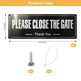 Please Close the Gate Sign Dog 2 Pack Close The Gate Signs(25×9cm) Yard Signs Aluminium Reflective Sign with Screws and Cable Ties, UV Resistant, Waterproof, Anti-rust for Outdoor Gate Wall Fence