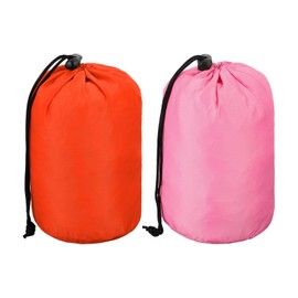 sourcing map 3.9x6.1x6.7 Stuff Sack, 2 Pack Nylon Water Resistant Portable Drawstring Dust Flap Bags Stuff Sack Ultralight Dry Bag for Camping Hiking Backpacking Traveling, Pink/Orange