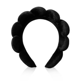 Haarbänder Schminken Haarband Kosmetik Make up Schwarz Samt Schwamm Gepolsterte Skincare Headband Saugfähiges Weiches Dick für Hautpflege Dusche Frauen Mädchen Jungen Männer