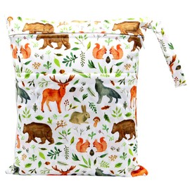 FenFang Cloth Nappies Wet Bags, Nappy Bag, Wet Bag, Wet Bag, Organiser Pockets, Large, Reusable, Waterproof with Zip for Baby Travel on the Go (White)