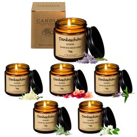Sinmoe 6 Stück Dankeschön Geschenke Sojawachs Duftkerze im Glas 3,5 oz Inspirierende Kerzen Danke Duftkerzen Abschiedsgeschenk für Frauen Kollegin Lehrer Geburtstag Abschluss Büro Rente Hochzeit Spa