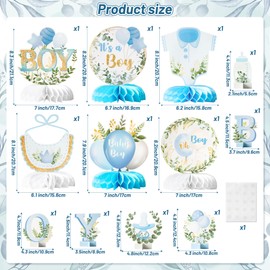 ANGOLIO 12Pcs It's a Boy Baby Shower Honeycomb Centerpieces Watercolor Blue Baby Shower Party Honeycomb Centerpieces Boy Baby Shower Centerpieces for Table Gender Reveal Baby Shower Party Supplies