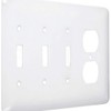 TayMac WRW-TTTD Maxi/Princess Metallic Wallplate with Three Toggle, One Duplex, Four Gang, White Smooth