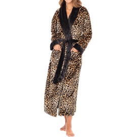 Alexander Del Rossa Womens Robes Long Plush, Robes for Women Bathrobe, Plus Size Robe Leopard Print 2X (A0117W102X)